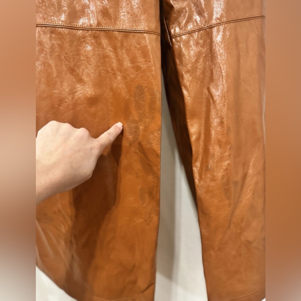 Free People Tan Faux Leather Wide Leg Pants Size 8 - Picture 13 of 16